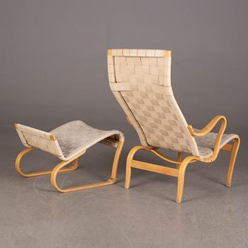 BRUNO MATHSSON, 'Miranda' armchair and foot stool.