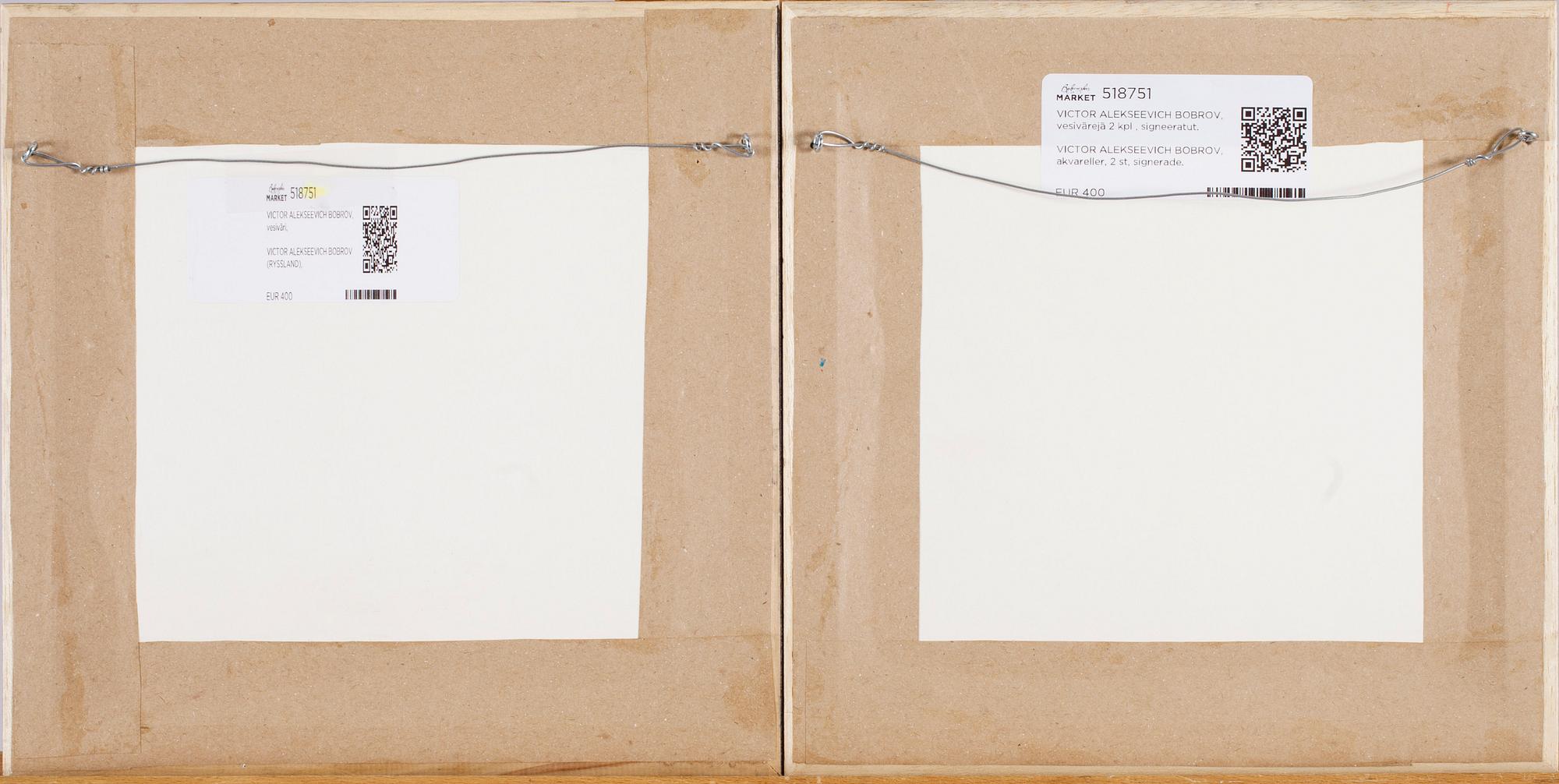 VICTOR ALEKSEEVICH BOBROV, akvareller, 2 st, signerade.