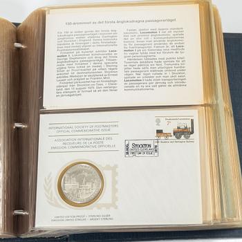 Collector's coins, 36 pcs, sterling silver, International Society of Postmasters, commemorative edition, 1975-1977.