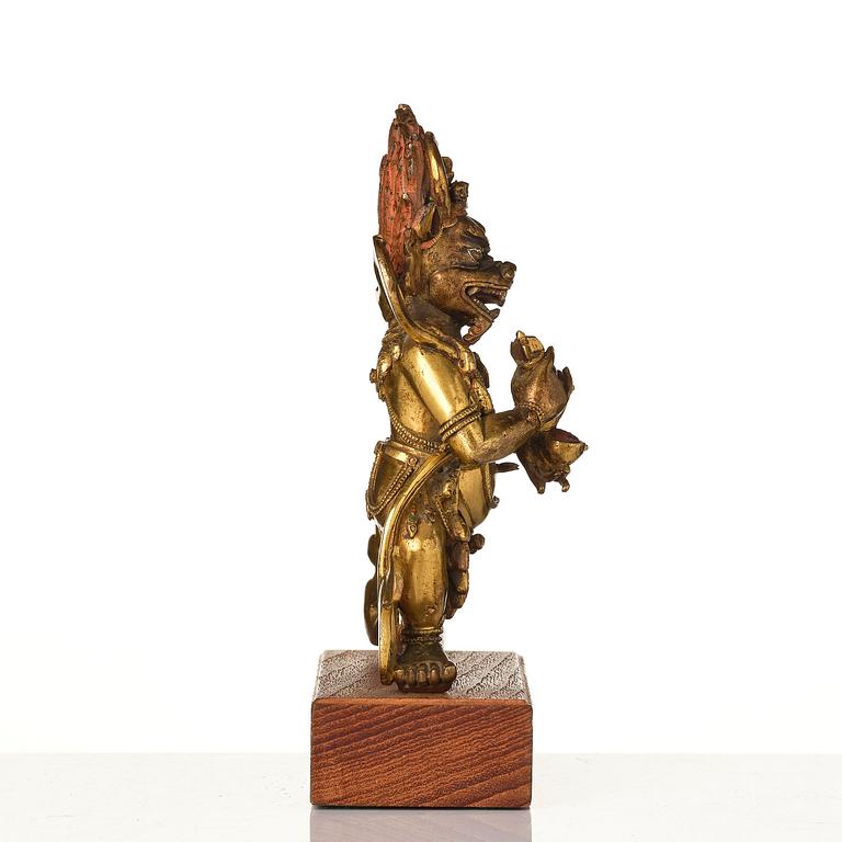 A gilt bronze figure of Vajrabhairava, Tibeto-chinese, 19th century or older.