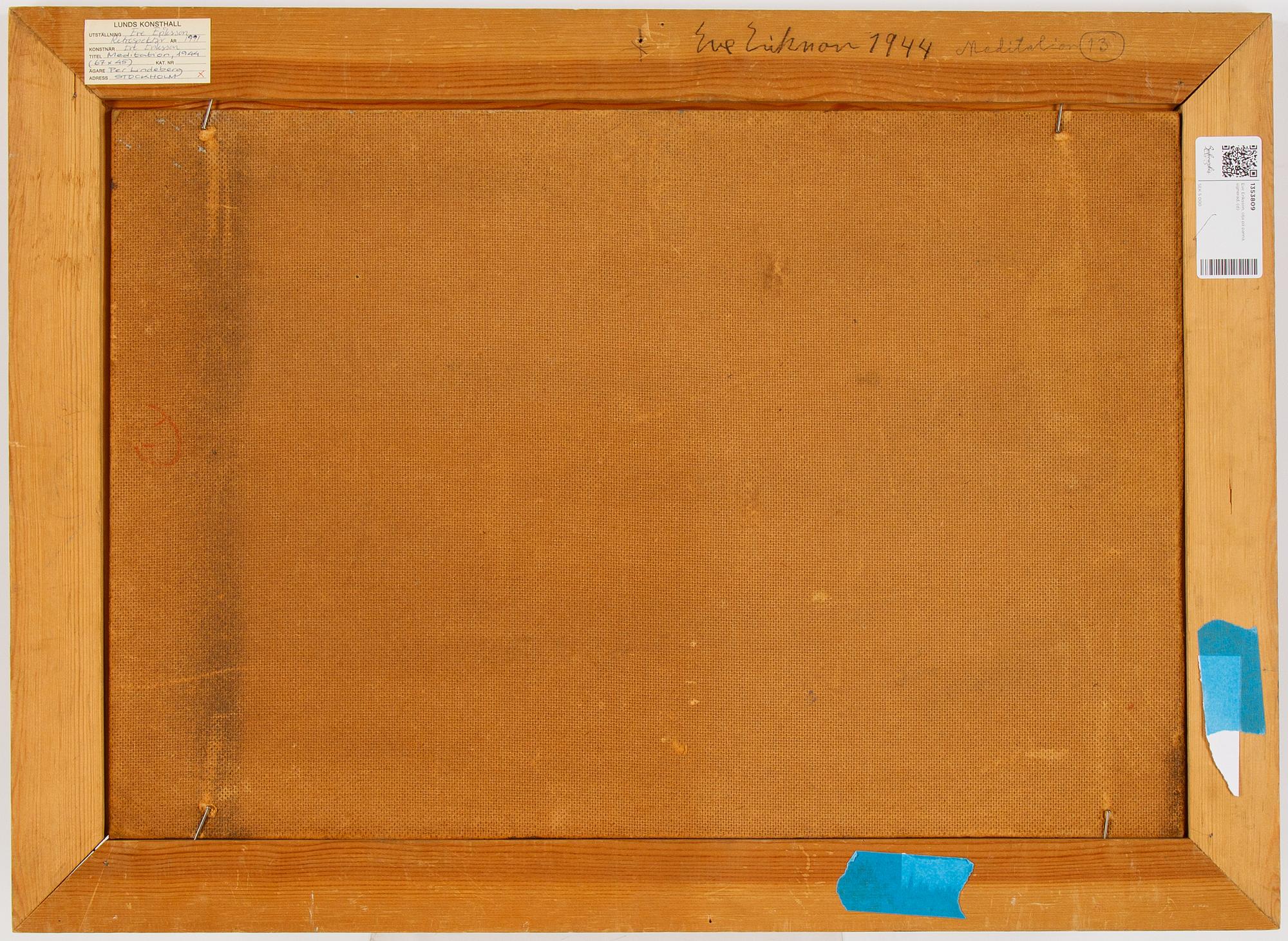 Eve Eriksson, oil on panel, signed.