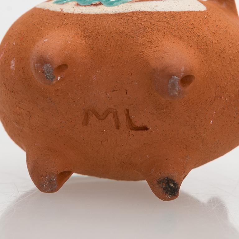 Marita Lybeck, figurines, 8 pcs, red clay, signed ML.