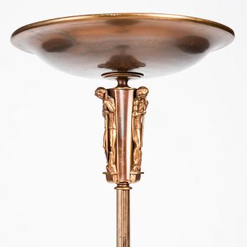 Atelier Torndahl, attributed to, a Swedish Grace brass uplight, 1930-1940s.