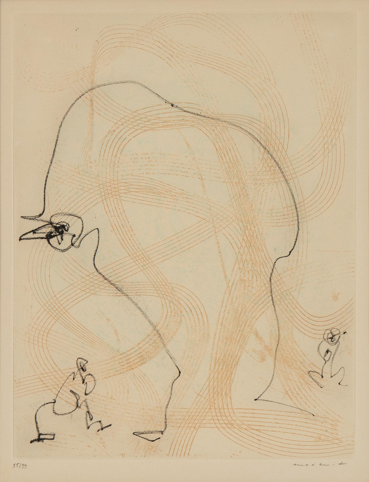 Max Ernst, etching in colours, 1966, signed 55/99.