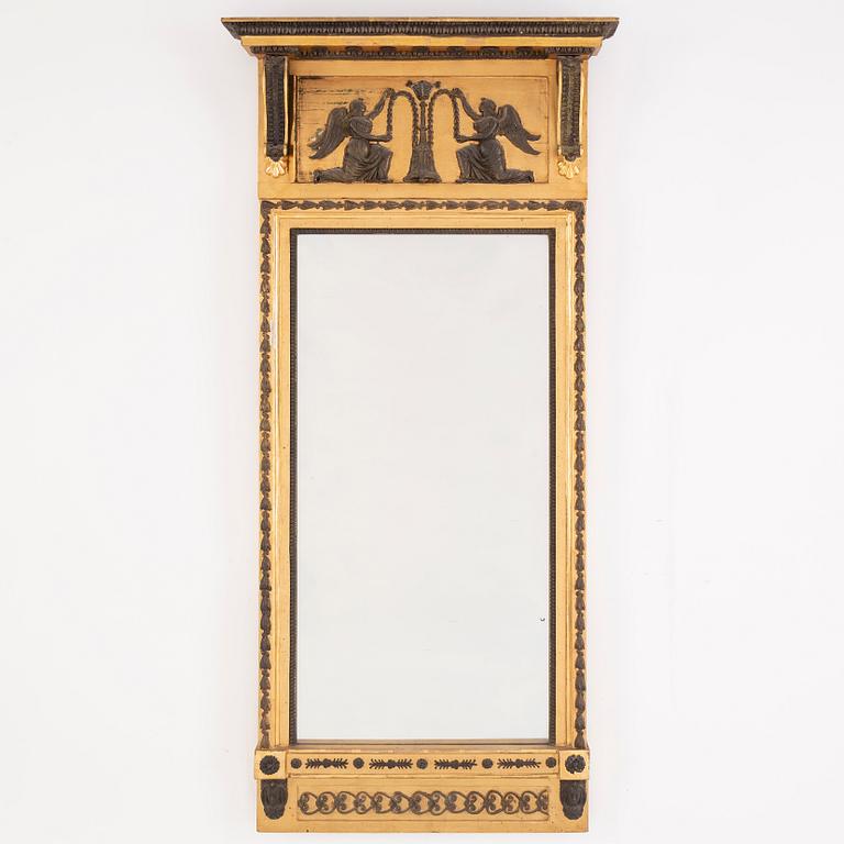 A Gustavian mirror, signed Hedberg & Lindblad, Stockholm, early 19th Century.