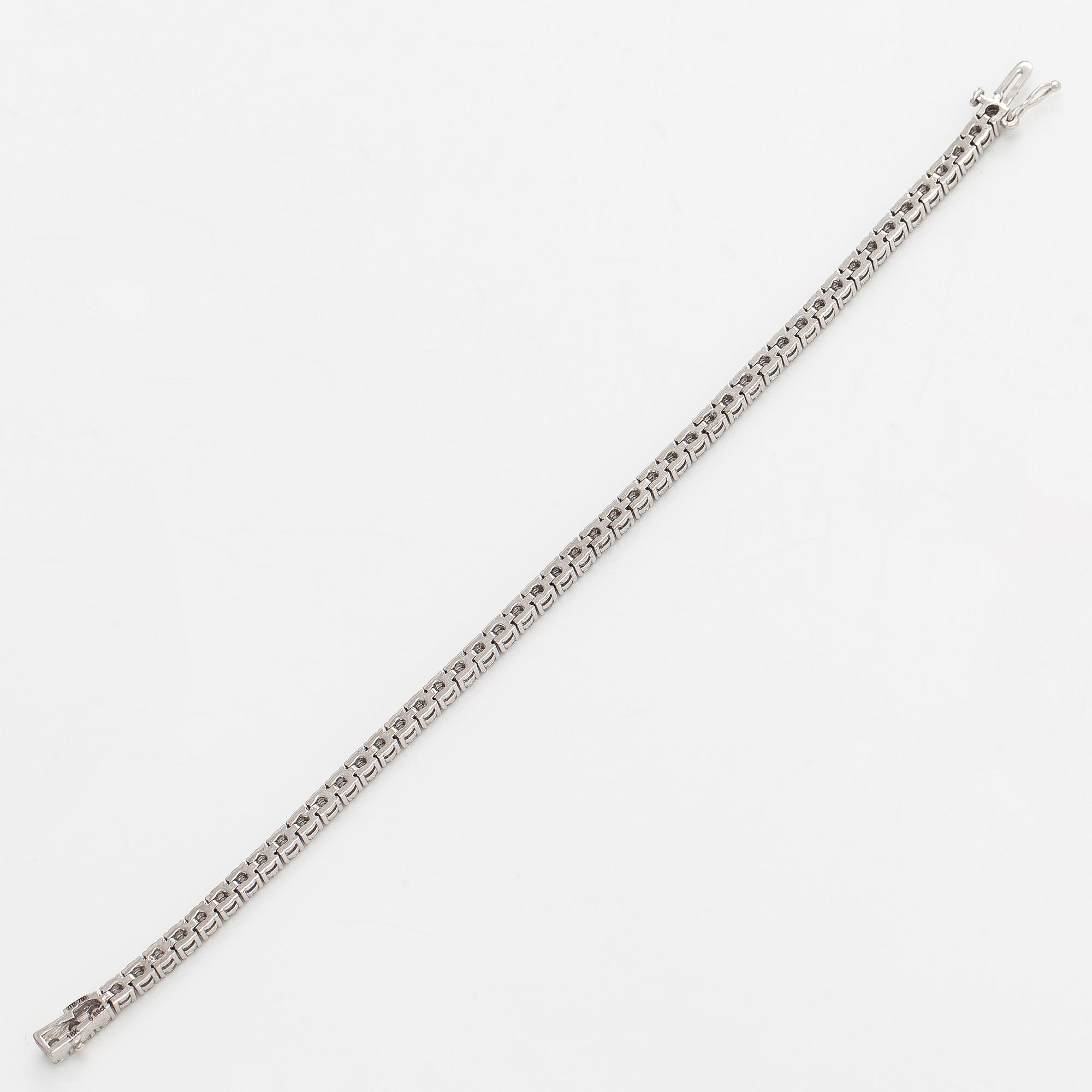 Tennis bracelet, brilliant cut diamonds, 18K white gold.