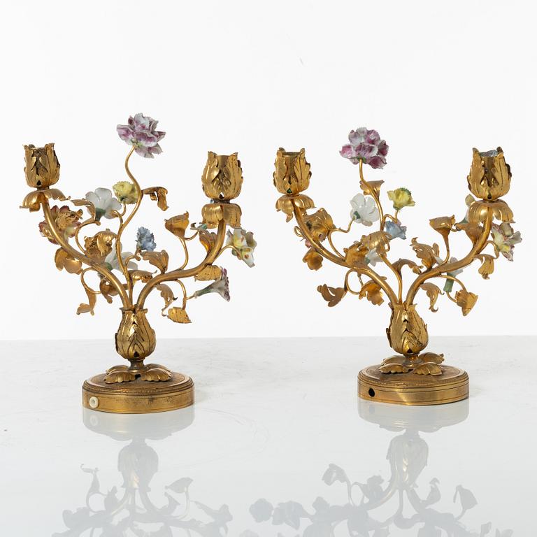 A pair of candelabras,  early 20th century.