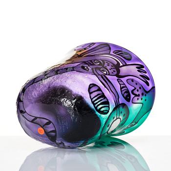 Bertil Vallien, a unique blasted glass bowl, Kosta Boda, Sweden.
