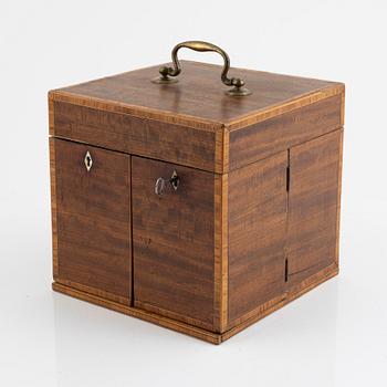 A George III mahogany apothecary cabinet, circa 1800.