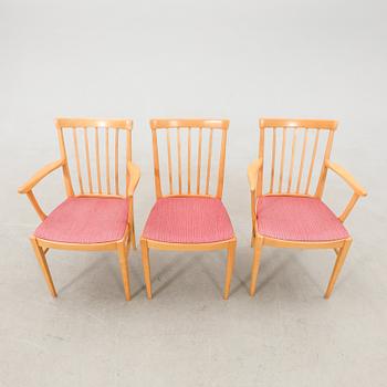 Carl Malmsten, chairs 6 pcs and armchairs 2 pcs "Herrgården" Åfors furniture factory, late 20th century.