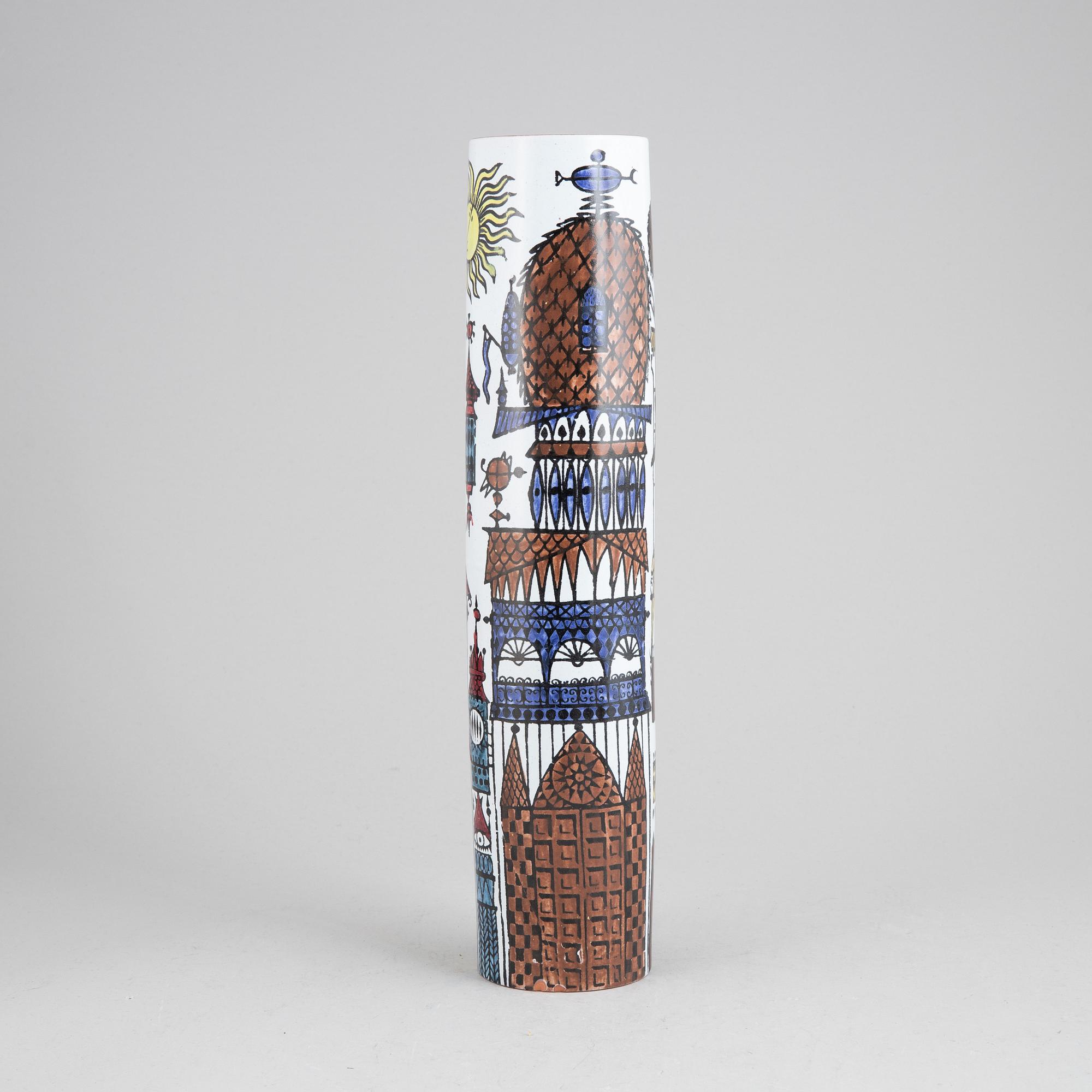 An earthenware 'Karneval' vase by Stig Lindberg, Gustavsberg Studio.