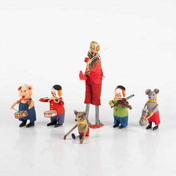 Schuco, among others, mechanical toys, 6 pieces, first half/mid-20th century.