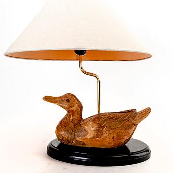 A similar pair of wood and brass table lamps from the later part of the 20th century.