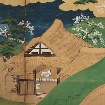 VIKSKÄRMAR, ett par, sexdelade. Japan, Edo, 1800-tal.
