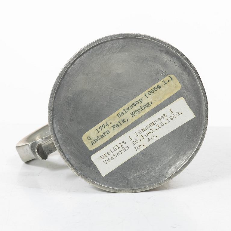 Measuring vessel, by Anders Falk, Köping, 1774.