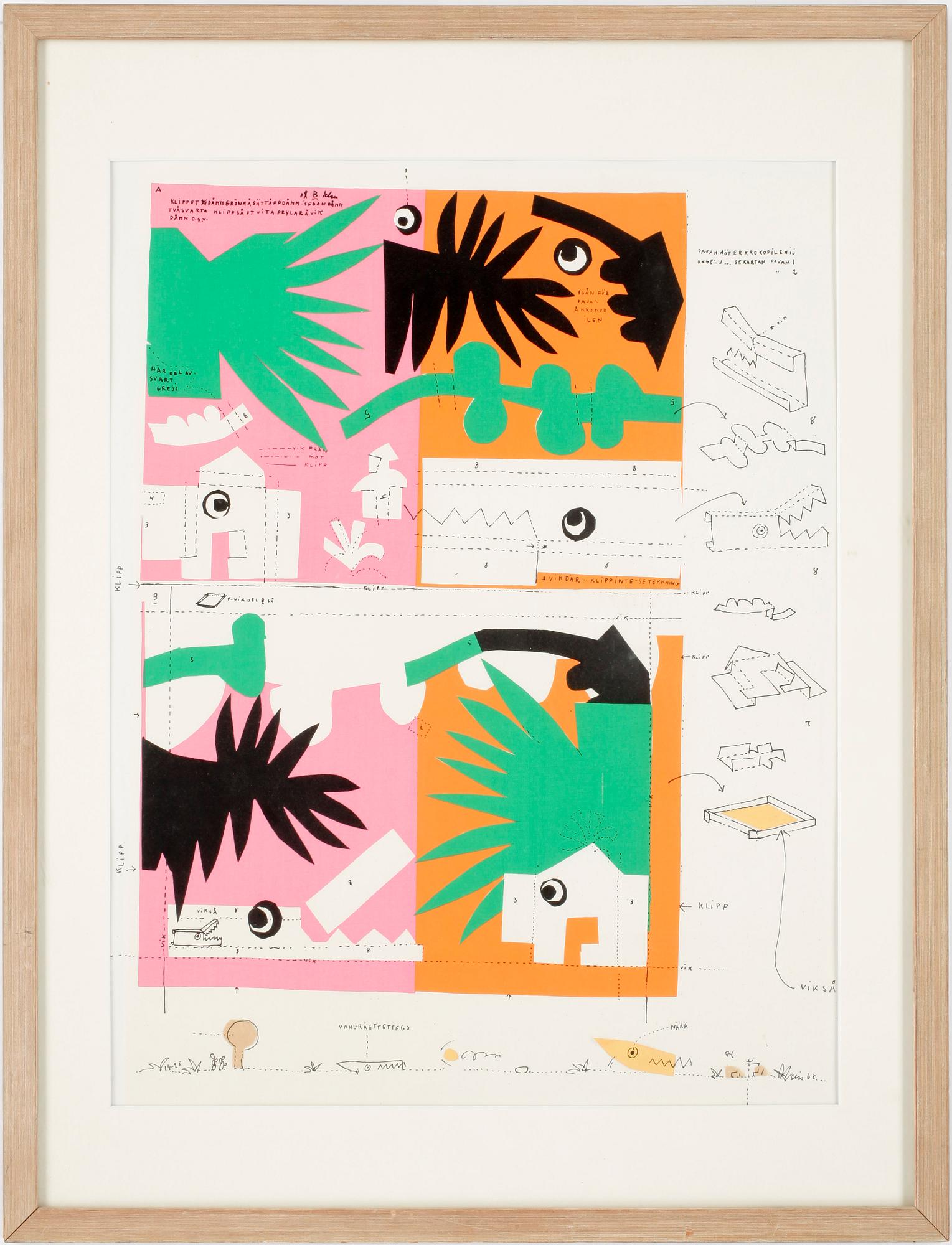 ELIS ERIKSSON, "Klippcollage", signerad o daterad 68.