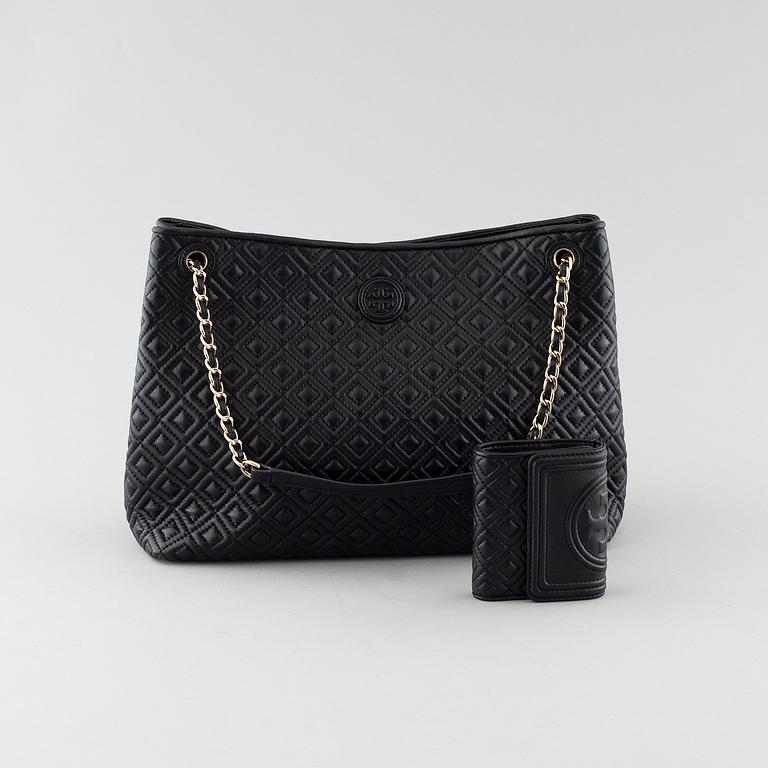 TORY BURCH, "Flemming" väska och plånbok.