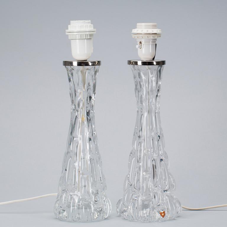 BORDSLAMPOR, ett par, Carl Fagerlund, Orrefors.