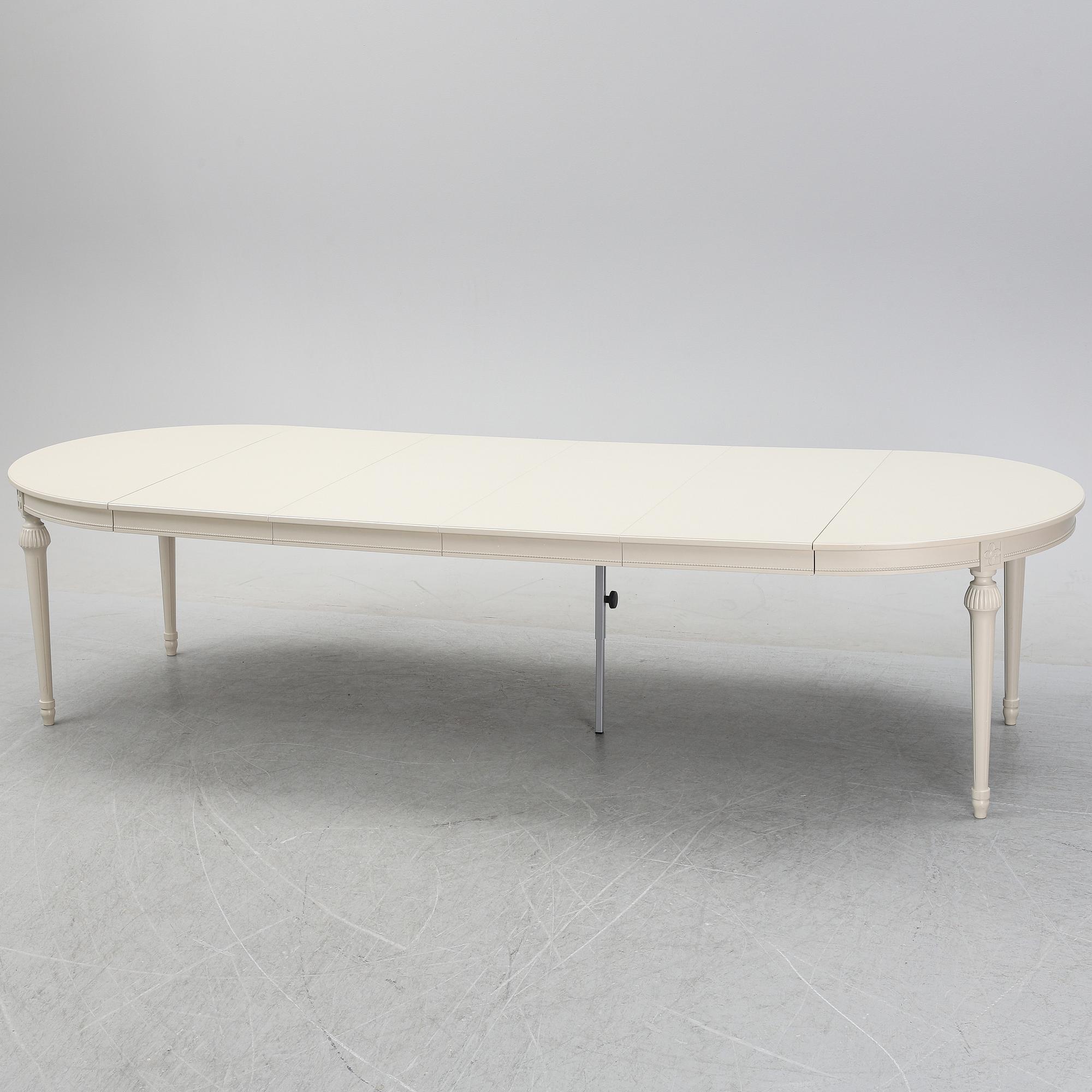 A Gustavian style dining table, end of the 20th Century.