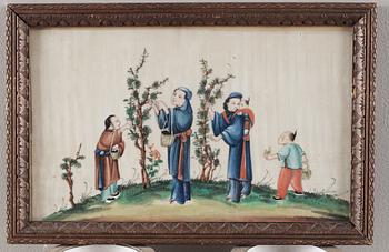 GOUACHER,14 stycken. Qingdynastin sent 1800-tal.