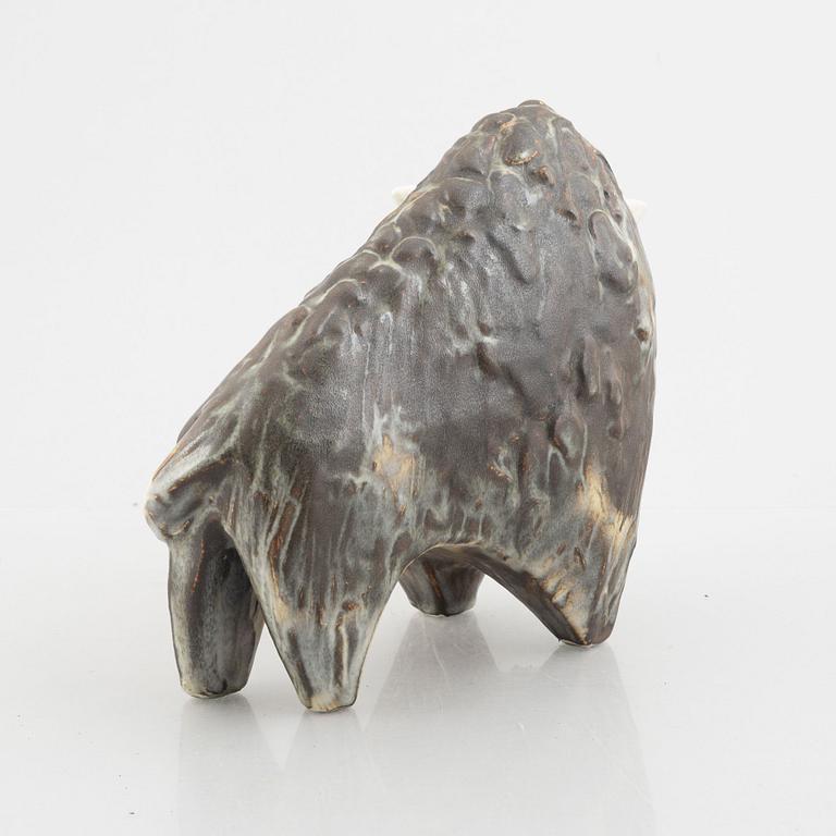 Taisto Kaasinen, a "Bison" stoneware figurine, Arabia, Finland, 1962-80.