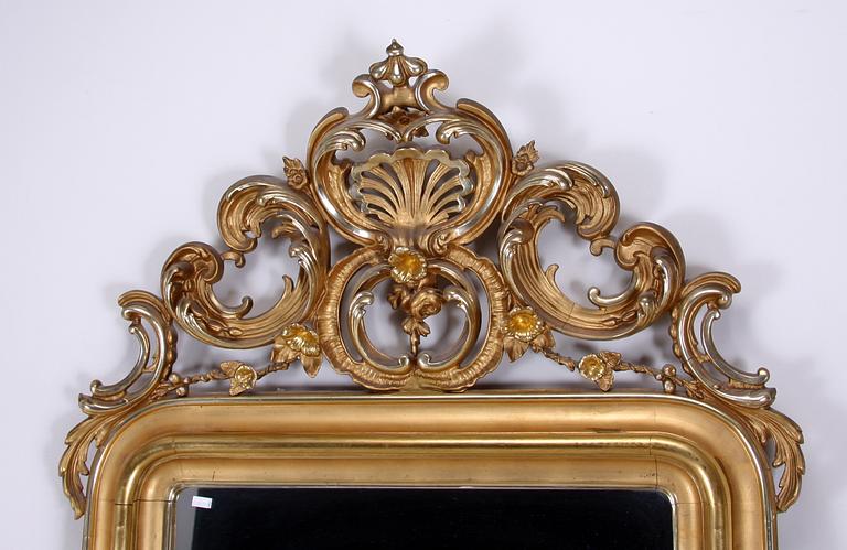 SPEGEL med KONSOLBORD, nyrokoko, 1800-talets slut.