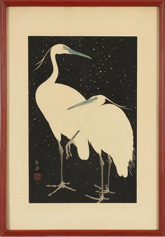 Gakusi Ide, Two Herons in the Snow.