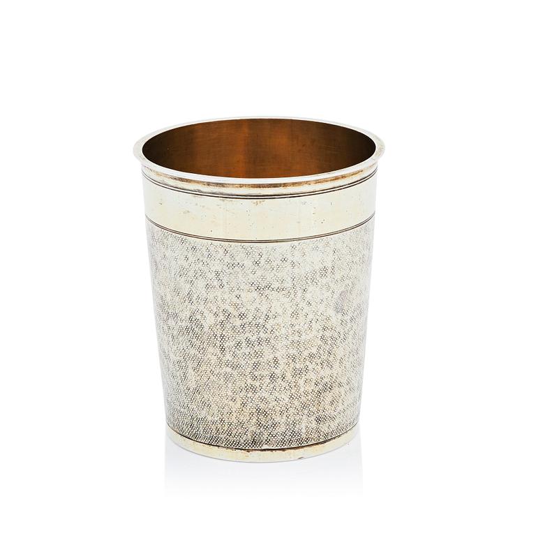 A German late 17th century, parcel-gilt silver beaker, marks of Jeremias Busch, 1697-1699 Augsburg.