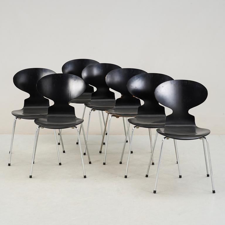 STOLAR, 7 st, "Myran", Arne Jacobsen för Fritz Hansen, 1900-talets andra hälft.