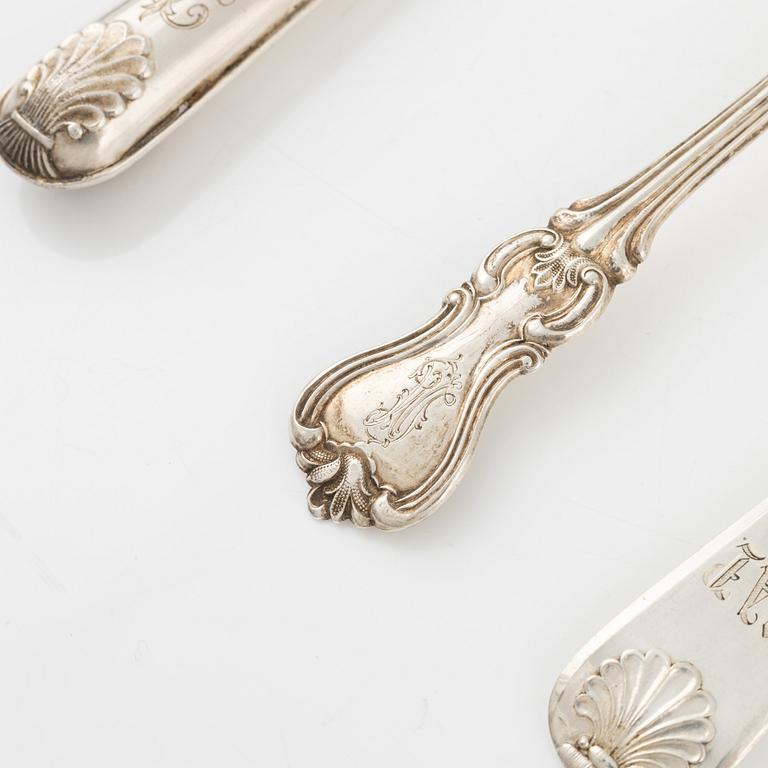 A set of Finnish and Russian silver cutlery, (36 pieces).