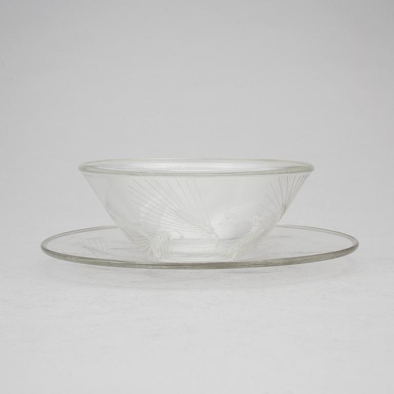 RENE LALIQUE, "Arras no 3 och 2", skål med fat, glas. 1900-talets andra hälft.