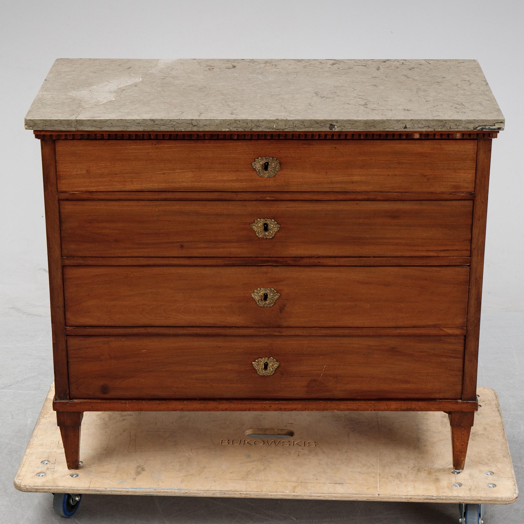 A late gustavian chest of drawers, ca 1800.