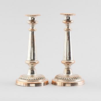 LJUSSTAKAR, 1 par, pläter, regency, England, 1800-talets första hälft.