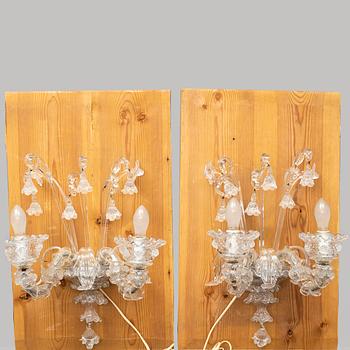 A pair of Venetian glass wall sconces, mid 20th Century.