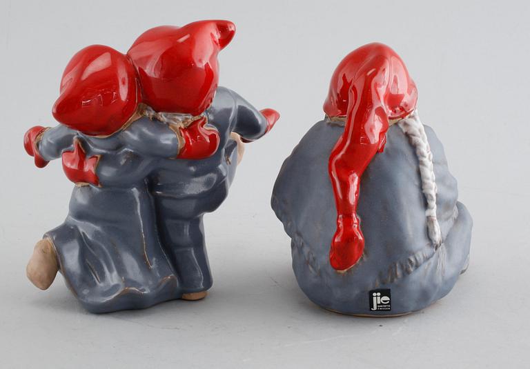 FIGURINER, 9 st, lergods, Ewa Jarenskog, Jie, Gantofta, omkring år 2000.
