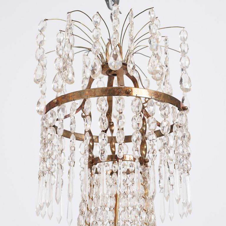 A pair of late Gustavian seven-light chandeliers, early 19th century.
