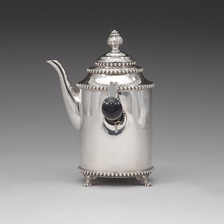 A Swedish 18th century silver coffee-pot, marks of Lars Boye, Stockholm 1792.