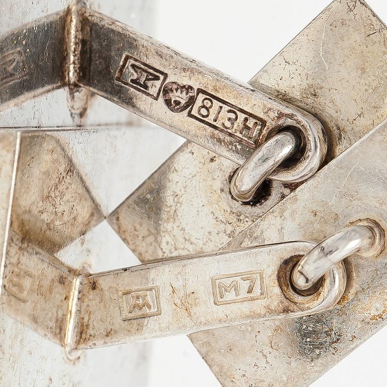 Elis Kauppi, cufflinks, 4 pairs, silver, tiger's eye, onyx, Kupittaan Kulta, Turku 1960s.