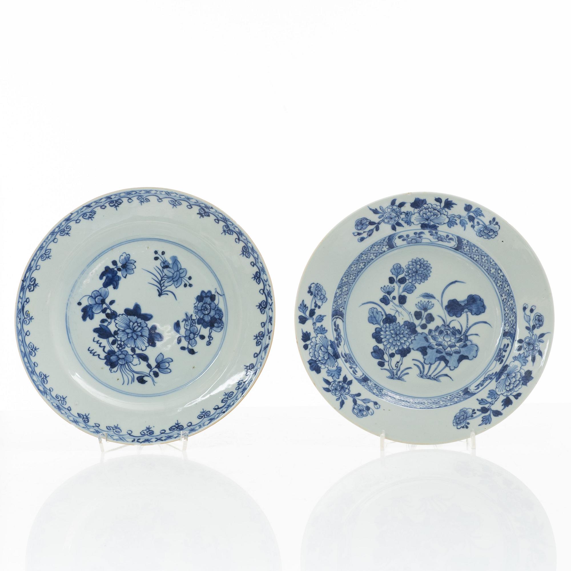 Tallrikar, 14 st, porslin, Kina, 1700-1800-tal.