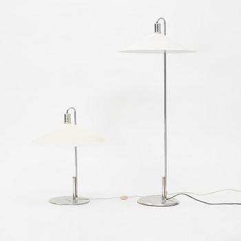 Börge Lindau & Bo Lindercrantz, a 'Zero' table lamp and 'Zero' floor lamp, late 20th century.
