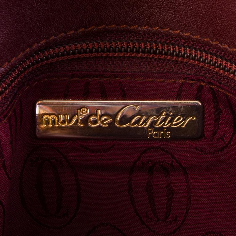CARTIER Vintage Bordeaux Leather Crossbody Bag.