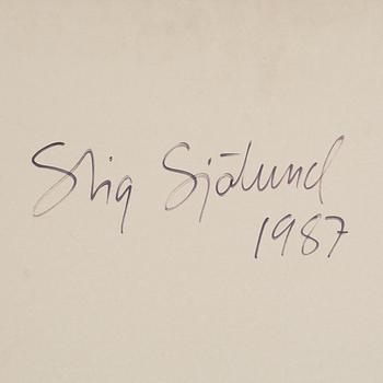 Stig Sjölund, diptyk, fotografi och blandteknik på duk, signerade och daterad 1987 a tergo.