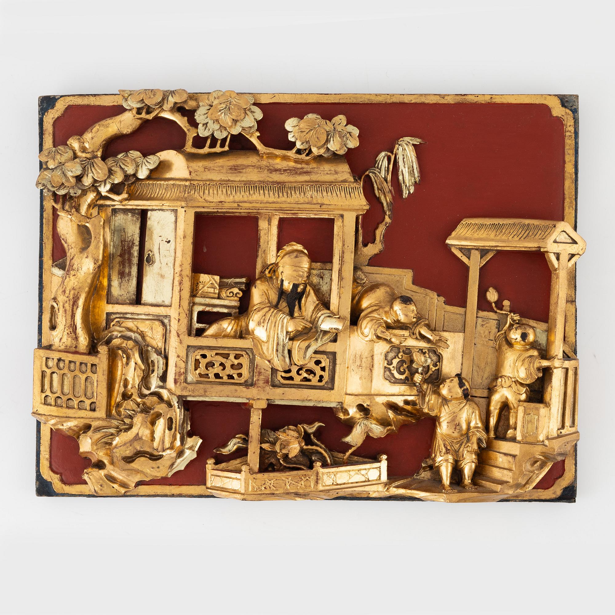 A wooden relief, China, Qing dynasty, 19th century.
