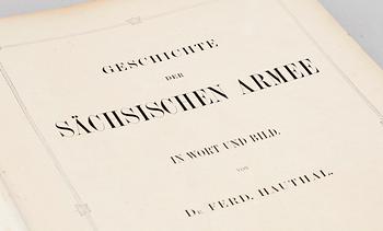 BOK, "Geschichte der Sächsischen Armee in wort und bild" av Ferd. Hauthal, Leipzig 1859.