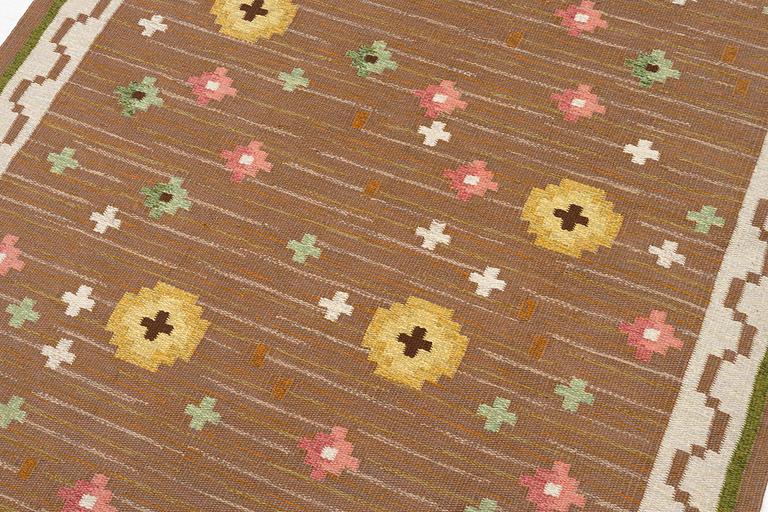 Anna-Greta Sjöqvist, a carpet, 'Blomsteräng', flat weave, ac. 351 x 241 cm, signed AGS.