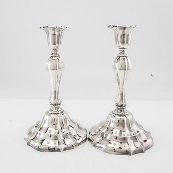 Claes Andrén candlesticks a pair silver Gothenburg 1930 and Swedish import marks.