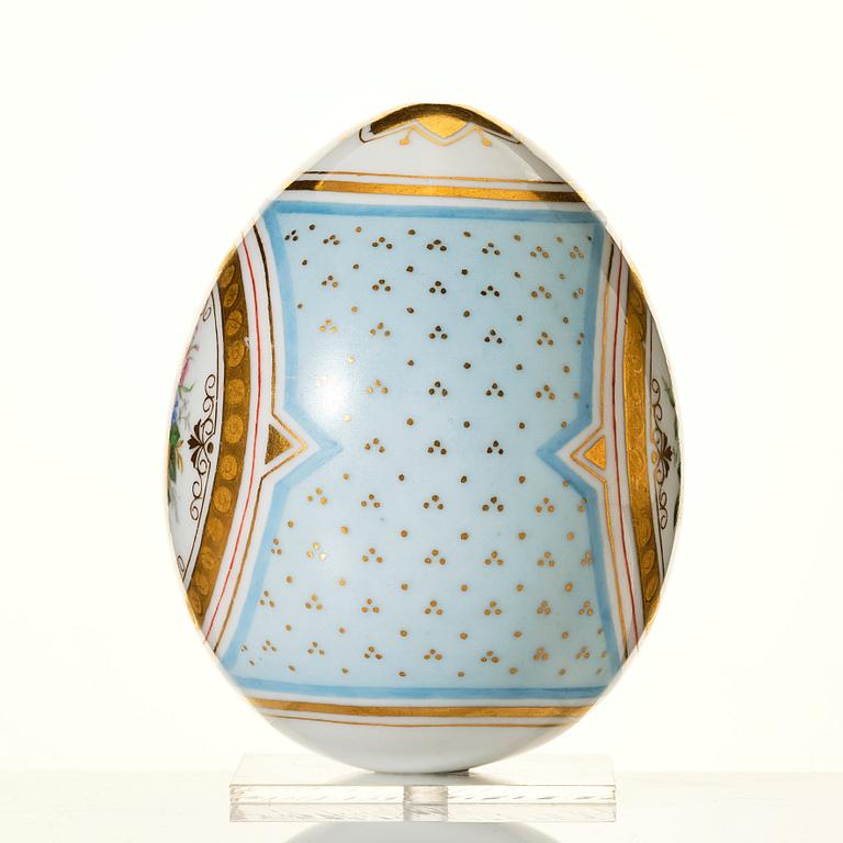 A Russian porcelain Easter Egg, 19th Century, presumably Imperial porcelain factory, St Petersburg.