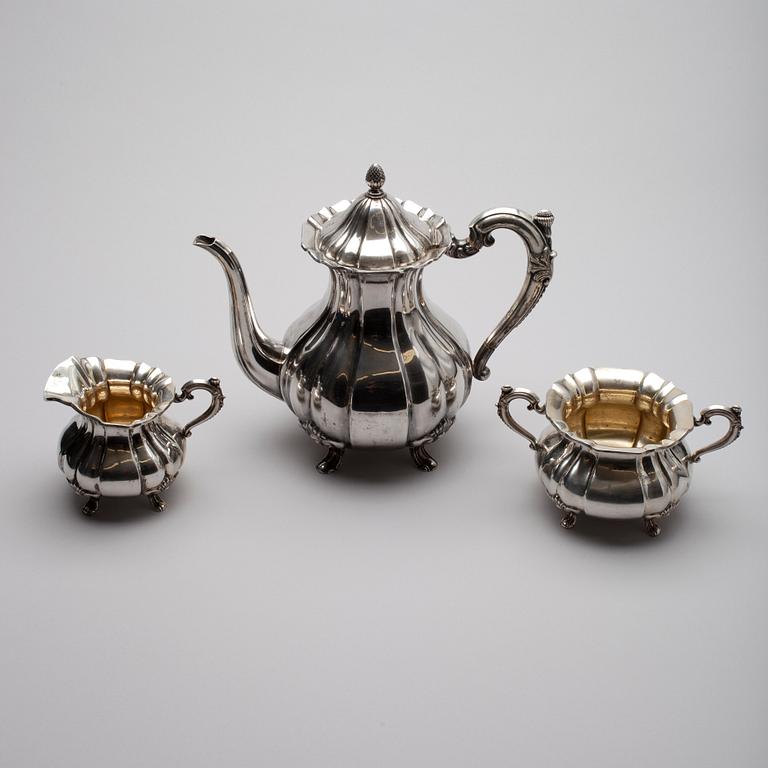 KAFFESERVIS, 3 delar, silver, Kultakeskus Tavastehus 1929-1930. Vikt ca 1387 g.