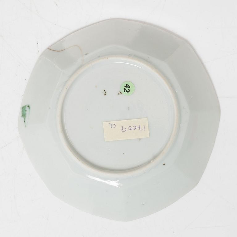 Koppar, åtta stycken, porslin. Qingdynastin, 1700-tal.