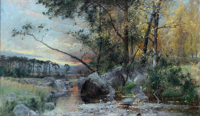 Arvid Mauritz Lindström, Summer landscape at dusk.